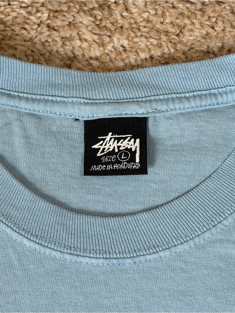 Stussy Light Blue Tee with Black Logo - Picture 3 of 3